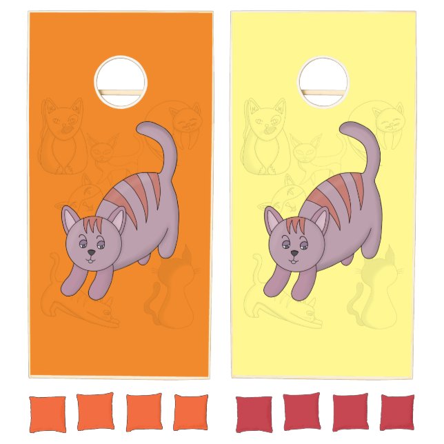 Cat getting ready to jump cornhole set (Set)