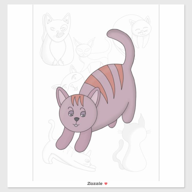 Cat getting ready to jump sticker (Sheet)
