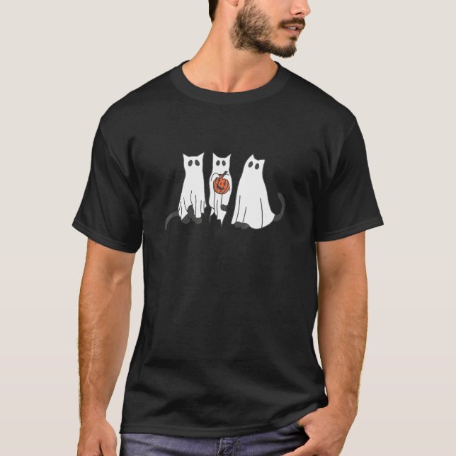 cat ghost black cat Halloween for Cat Kitty T-Shirt (Front)