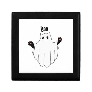 Cat Ghost Boo Halloween Funny Spooky Black Cat Gift Box
