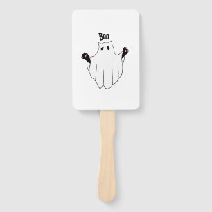 Cat Ghost Boo Halloween Funny Spooky Black Cat Hand Fan
