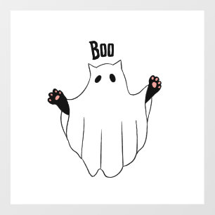 Cat Ghost Boo Halloween Funny Spooky Black Cat Wall Decal