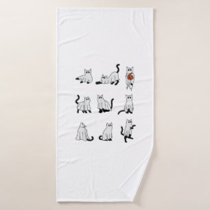 Cat Ghost Spooky Cute Halloween for Men Women Kids Bath Towel