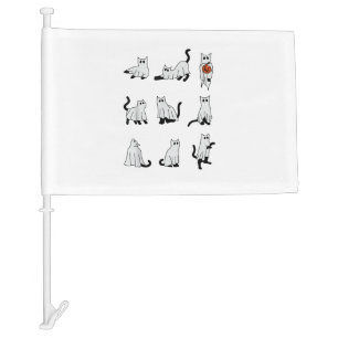 Cat Ghost Spooky Cute Halloween for Men Women Kids Car Flag