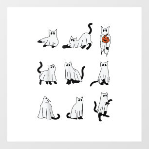Cat Ghost Spooky Cute Halloween for Men Women Kids Wall Decal
