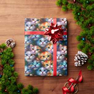 Cat Gift Cute Cat Faces Wrapping Paper