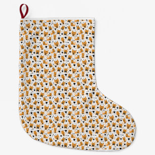 Cat Gift Cute Cat Pattern Childish Large Christmas Stocking