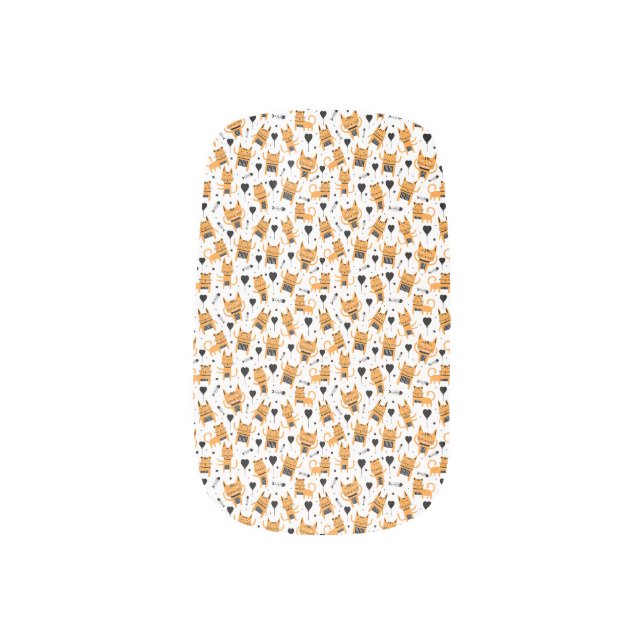 Cat Gift | Cute Cat Pattern Childish Minx Nail Art (Left Thumb)