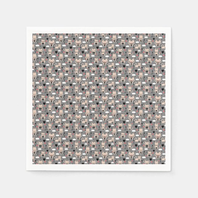 Cat Gift | Cute Cat Pattern Childish Napkins (Front)