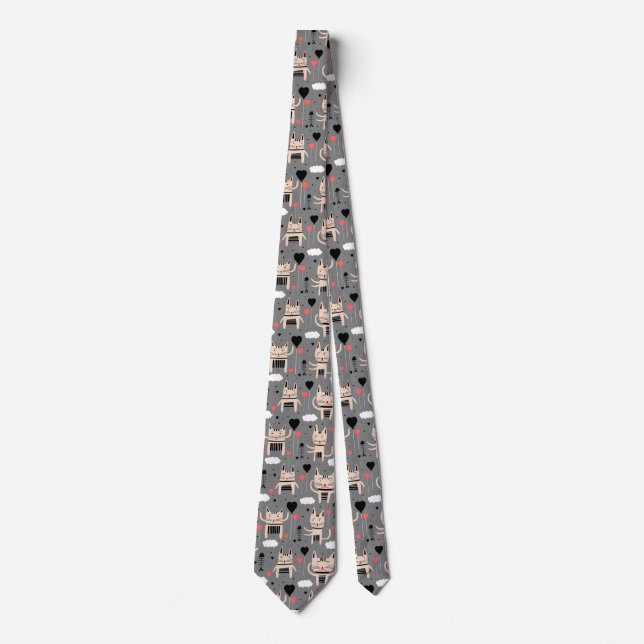 Cat Gift | Cute Cat Pattern Childish Neck Tie (Front)