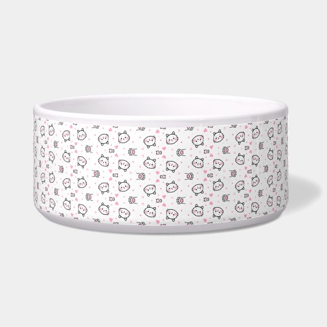 Cat Gift | Cute Cat Pattern Seamless Background Bowl (Front)