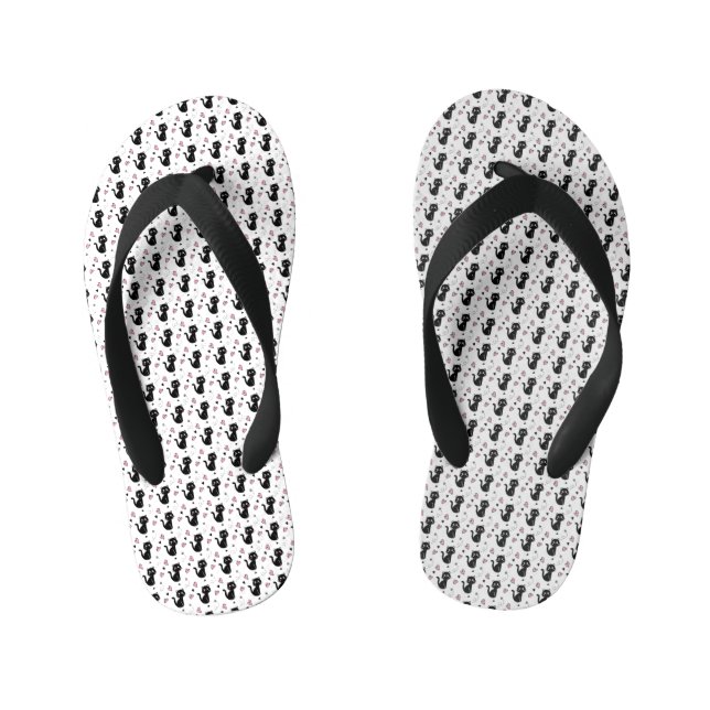 Cat Gift | Cute Cat Pattern Seamless Background Kid's Flip Flops (Footbed)
