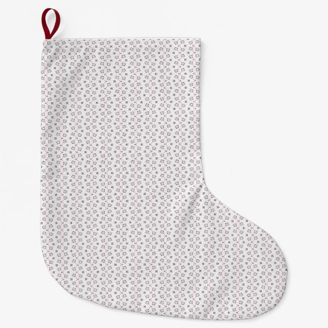 Cat Gift | Cute Cat Pattern Seamless Background Large Christmas Stocking (Front)