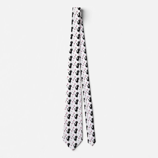 Cat Gift | Cute Cat Pattern Seamless Background Neck Tie (Front)