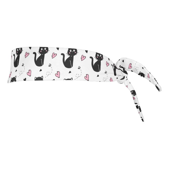 Cat Gift | Cute Cat Pattern Seamless Background Tie Headband (Rotate 90)