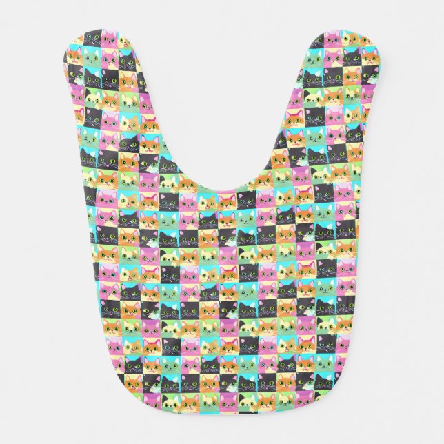 Cat Gift | Cute Kawaii Cat Pattern Baby Bib (Front)