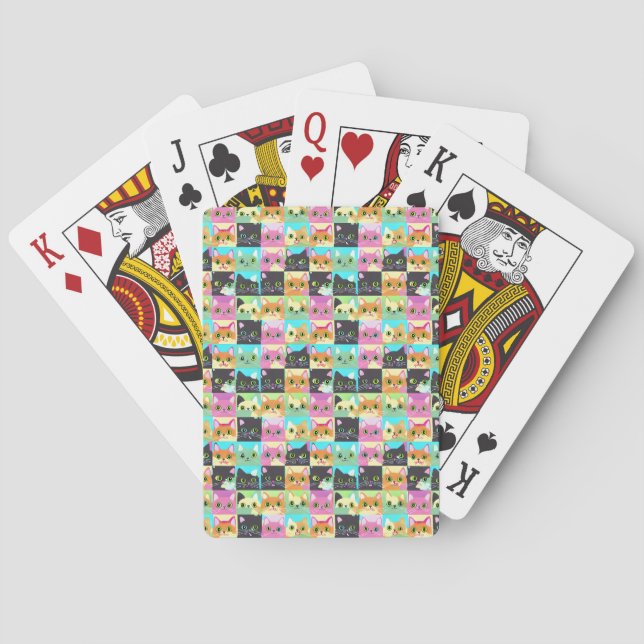 Cat Gift | Cute Kawaii Cat Pattern Poker Cards (Back)