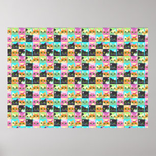 Cat Gift   Cute Kawaii Cat Pattern Poster