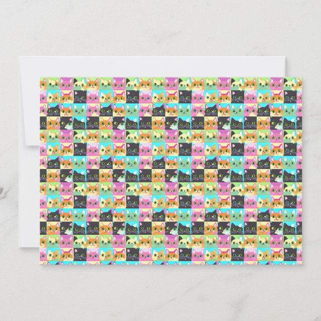 Cat Gift | Cute Kawaii Cat Pattern Thank You Card (Front)
