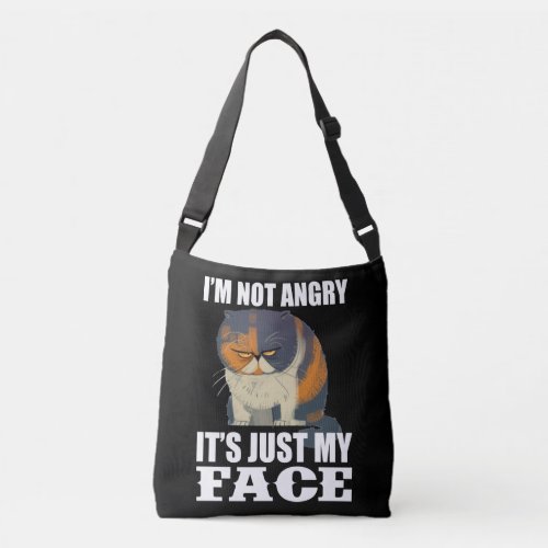 Cat Gift  Im Not Angry Its Just My Face Old Cat Crossbody Bag