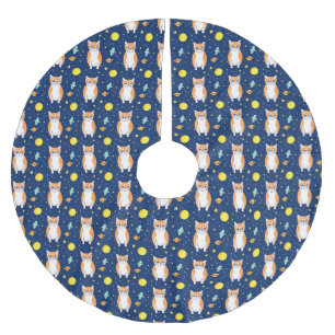 Cat Gift Space Cat Pattern Graphic Brushed Polyester Tree Skirt