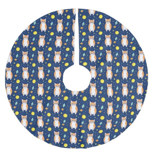 Cat Gift  Space Cat Pattern Graphic Brushed Polyester Tree Skirt