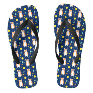 Cat Gift Space Cat Pattern Graphic Flip Flops