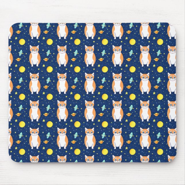 Cat Gift | Space Cat Pattern Graphic Mouse Pad (Front)