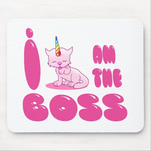 Cat Gift Spruch Einhorn Wisdom Boss Mouse Pad