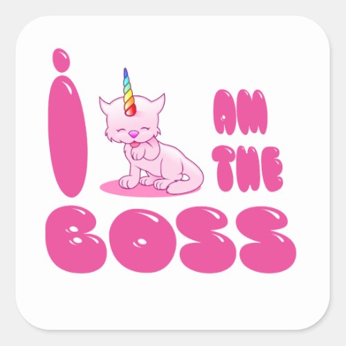 Cat Gift Spruch Einhorn Wisdom Boss Square Sticker