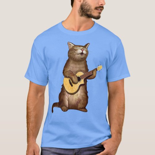 Cat gifts for cat lovers funny playing ukulele T  T_Shirt