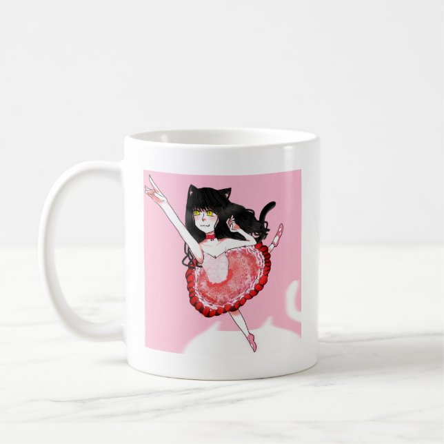 Cat Girl Ballerina Coffee Mug (Left)