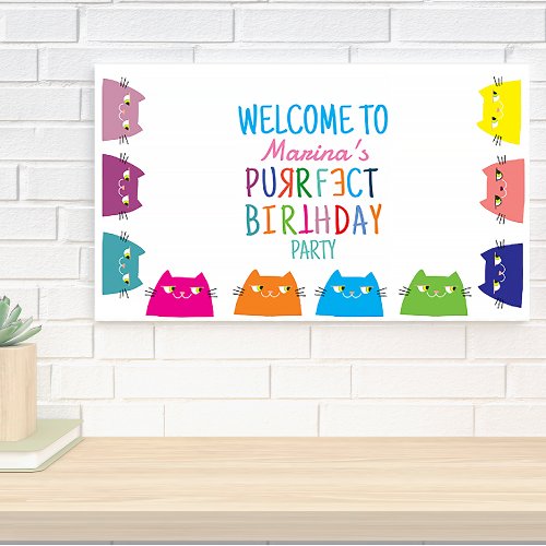 Cat Girl Birthday Party Banner