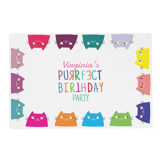 Cat Girl Birthday Party Placemat (Front)