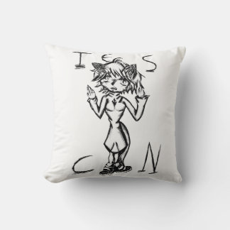 Cat Girl Throw Pillow