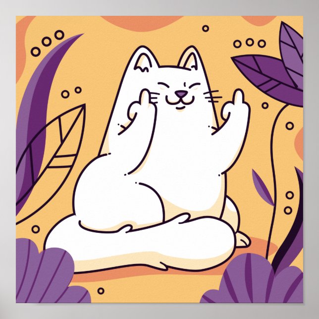 Cat giving the finger poster (Front)