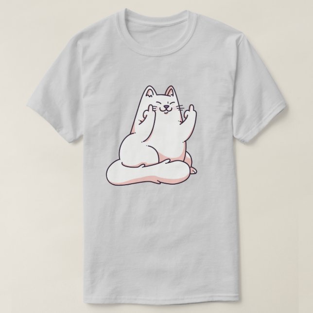 Cat Giving The Finger T-Shirt (Design Front)