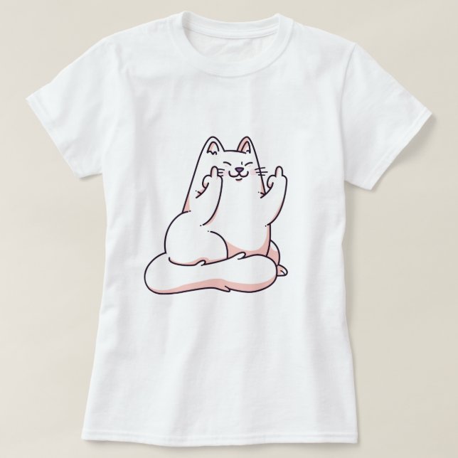 Cat Giving The Finger T-Shirt (Design Front)