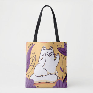 Cat giving the finger tote bag