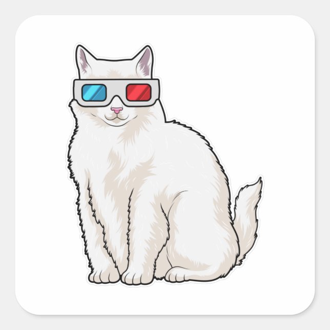 Cat Glasses Square Sticker (Front)