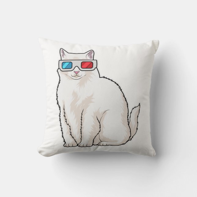 Cat Glasses Throw Pillow (Front)