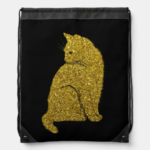 CAT GLITTER BACKPACK DRAWSTRING BAG