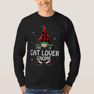 Cat  Gnome Buffalo Plaid Matching Family Christmas T-Shirt