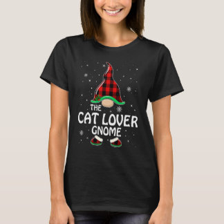Cat  Gnome Buffalo Plaid Matching Family Christmas T-Shirt