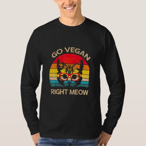 Cat Go Vegan Right Meow Vintage  T_Shirt