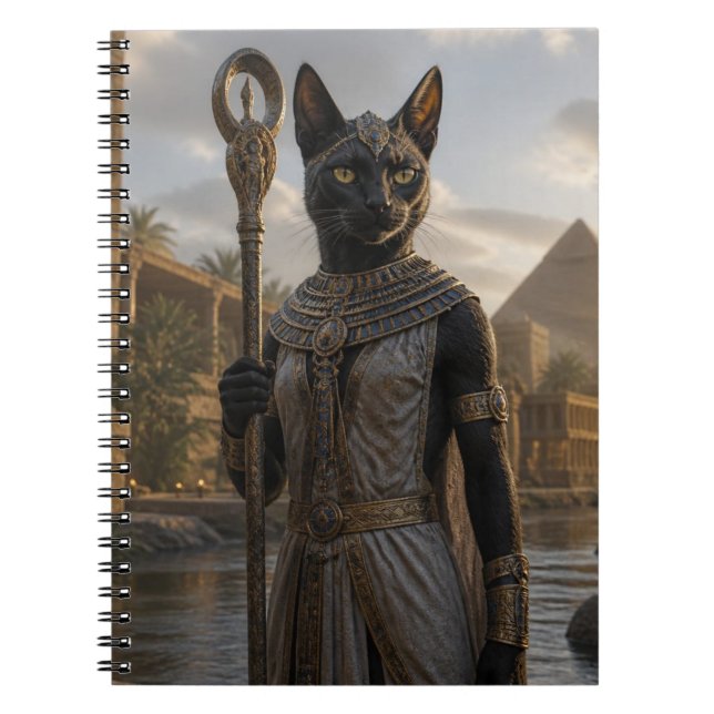 Cat Goddess Bastet Postcard Notebook (Front)