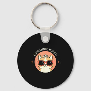 Cat - Godit, Donut! Sy Retro Cat Lover Design  Keychain