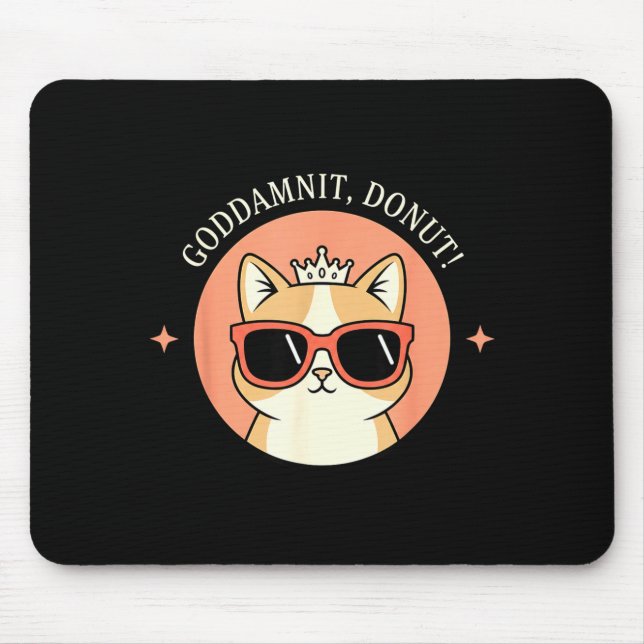 Cat - Godit, Donut! Sy Retro Cat Lover Design  Mouse Pad (Front)