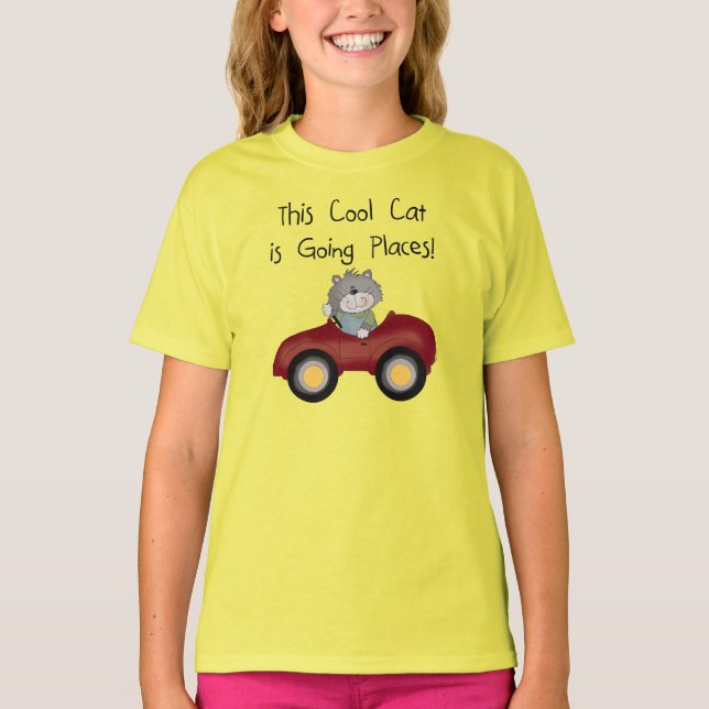 Cat Going Places Red Car tshirts and Gifts (Front)