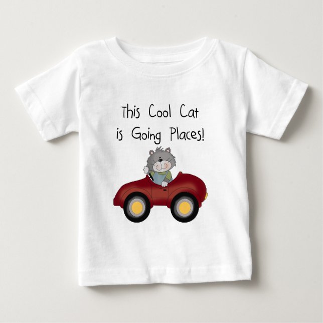 Cat Going Places Red Car tshirts and Gifts (Front)
